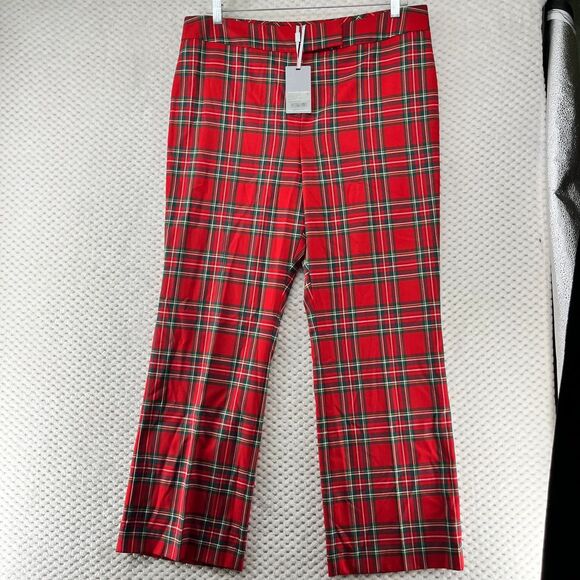 Preston York Plaid Pants Cherry Red York Pull On Career‎ Casual Trousers Size 18 - Picture 1 of 11